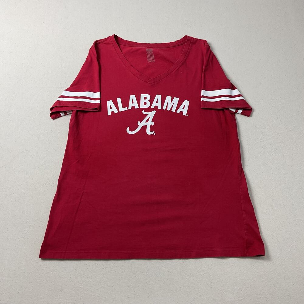 National Collegian Red Alabama Womens XL V-Neck T Shirt